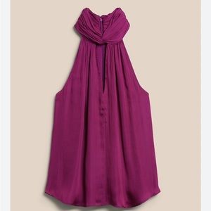 Banana Republic Satin Twist Neck Top | Color: Berry | Size: M